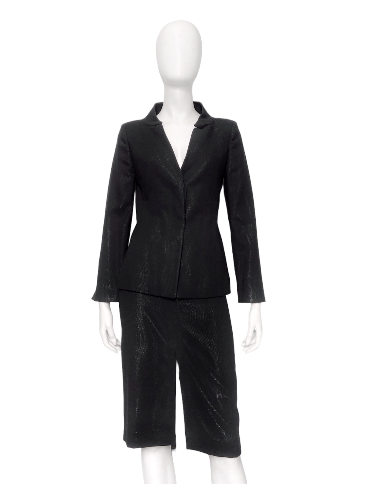 Gianni Versace 90s Glitter Silver Lining Blazer Jacket Skirt Set - 2