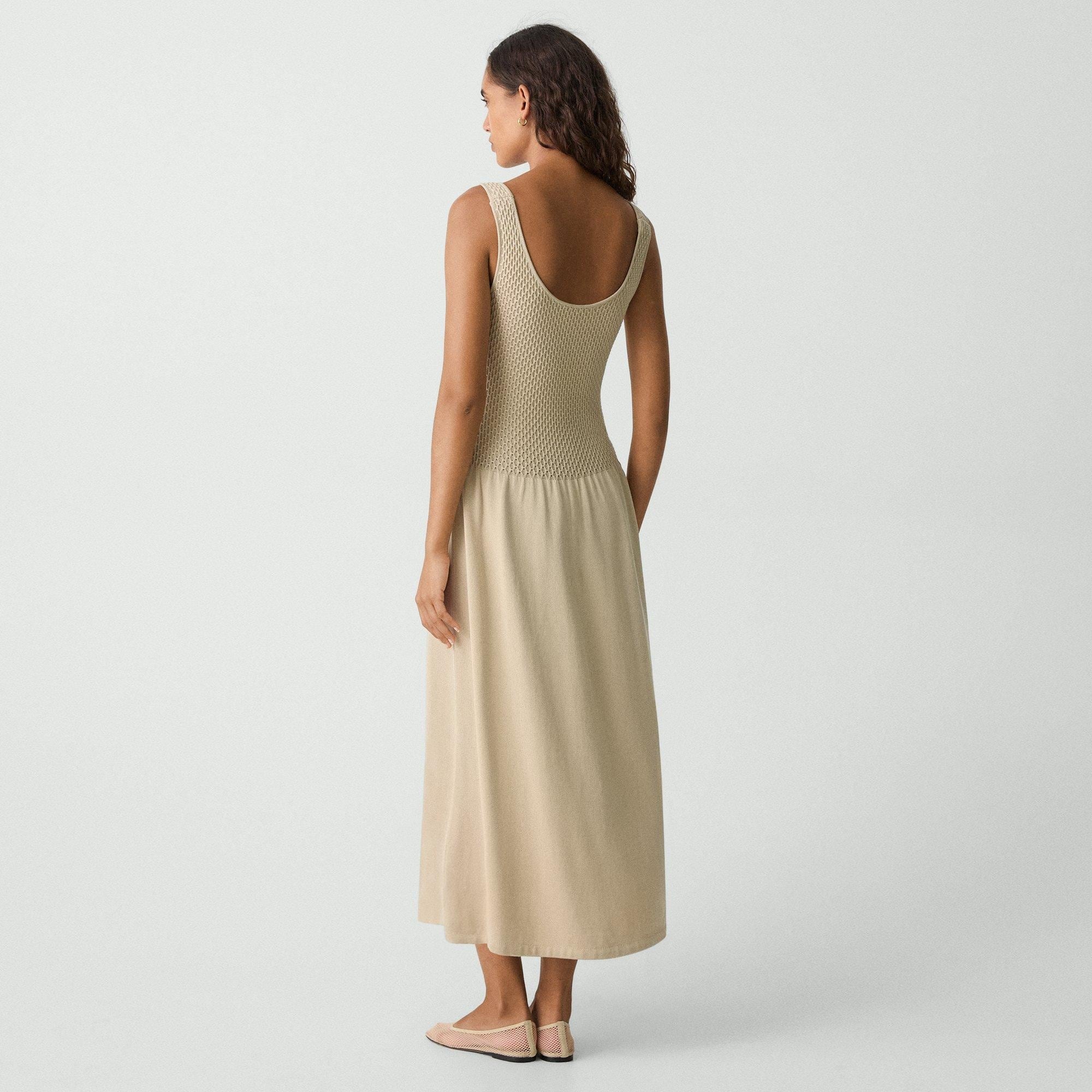 Midi Dress in Textured Cotton-Blend - 4