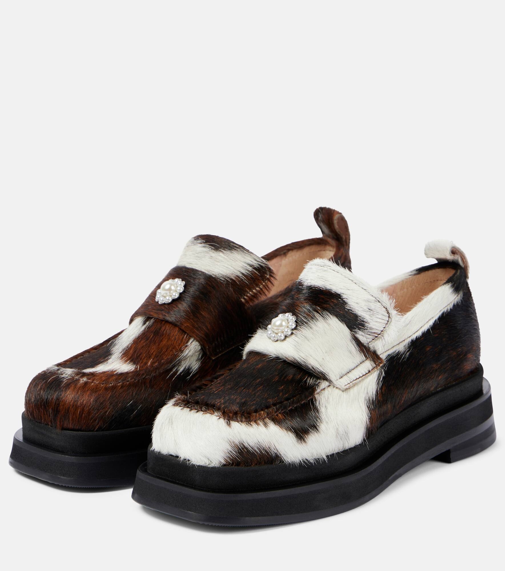 Heart Toe calf hair platform loafers - 5