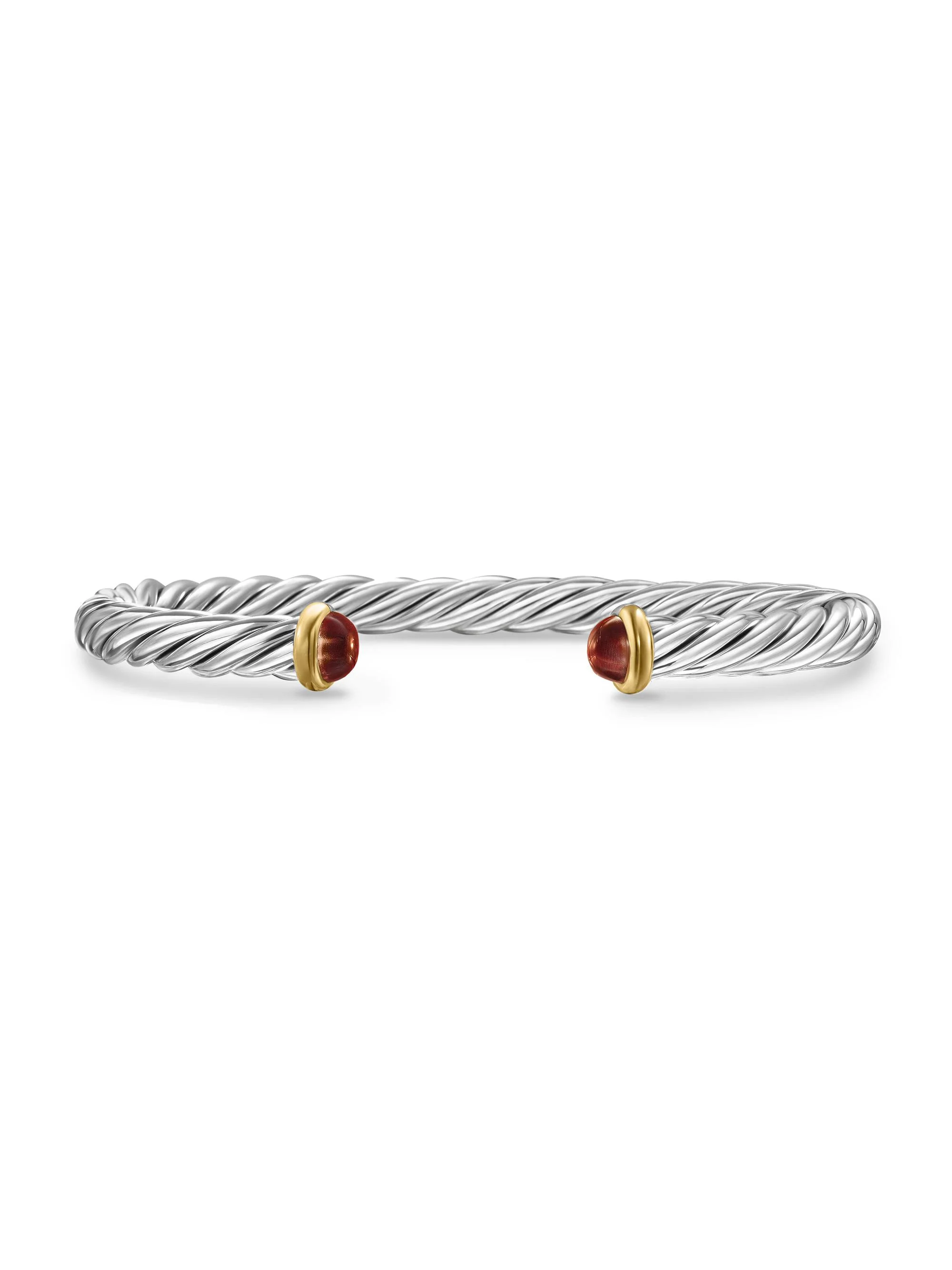 Men's Cable Cuff Bracelet in Sterling Silver - Red Tigers Eye - 1