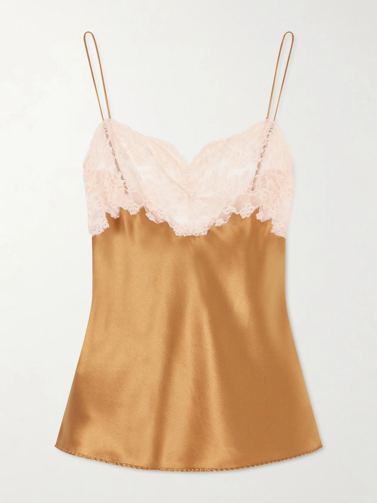 Lace-trimmed Silk-satin Camisole - 1