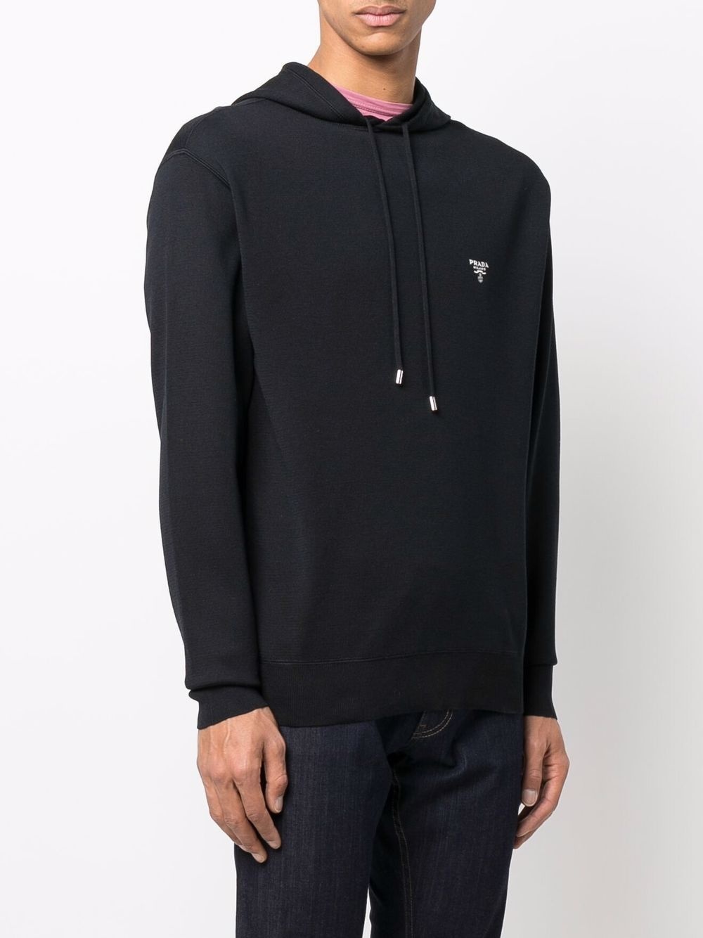 logo-embroidered knitted hoodie - 3
