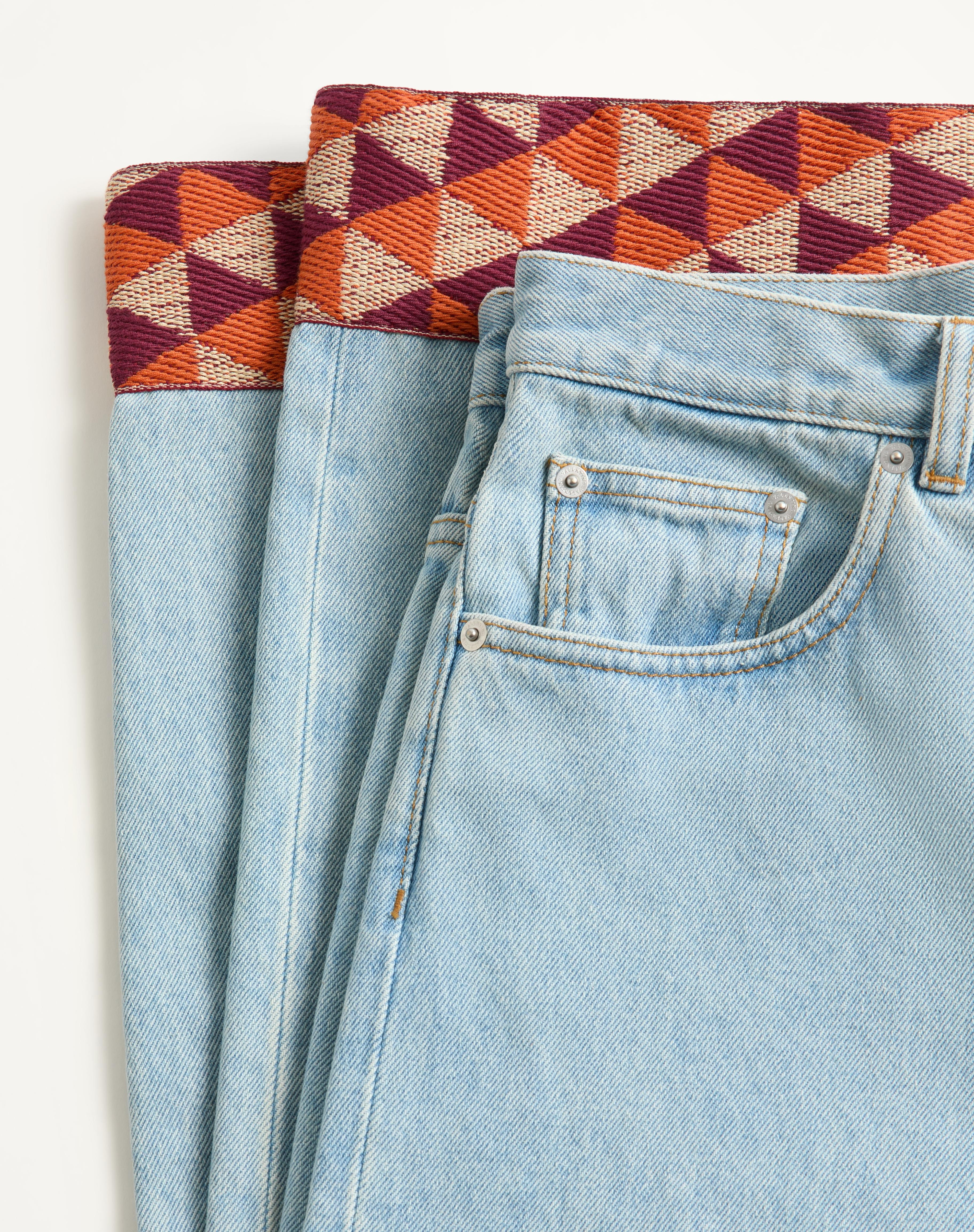 DENIM PANTS WITH JACQUARD HEM - 6