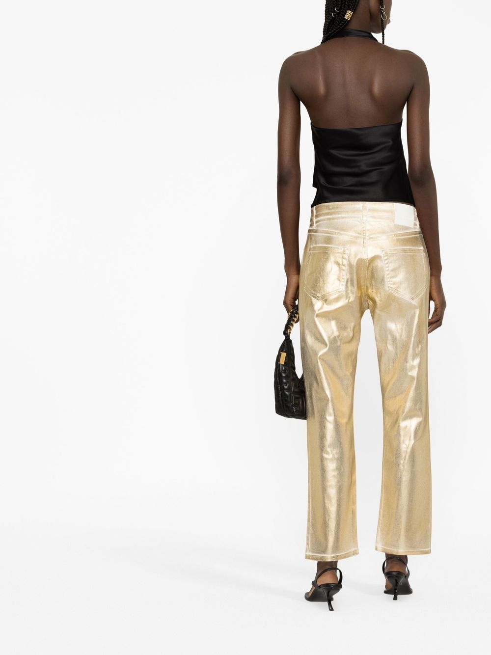 metallic-effect straight leg jeans - 8