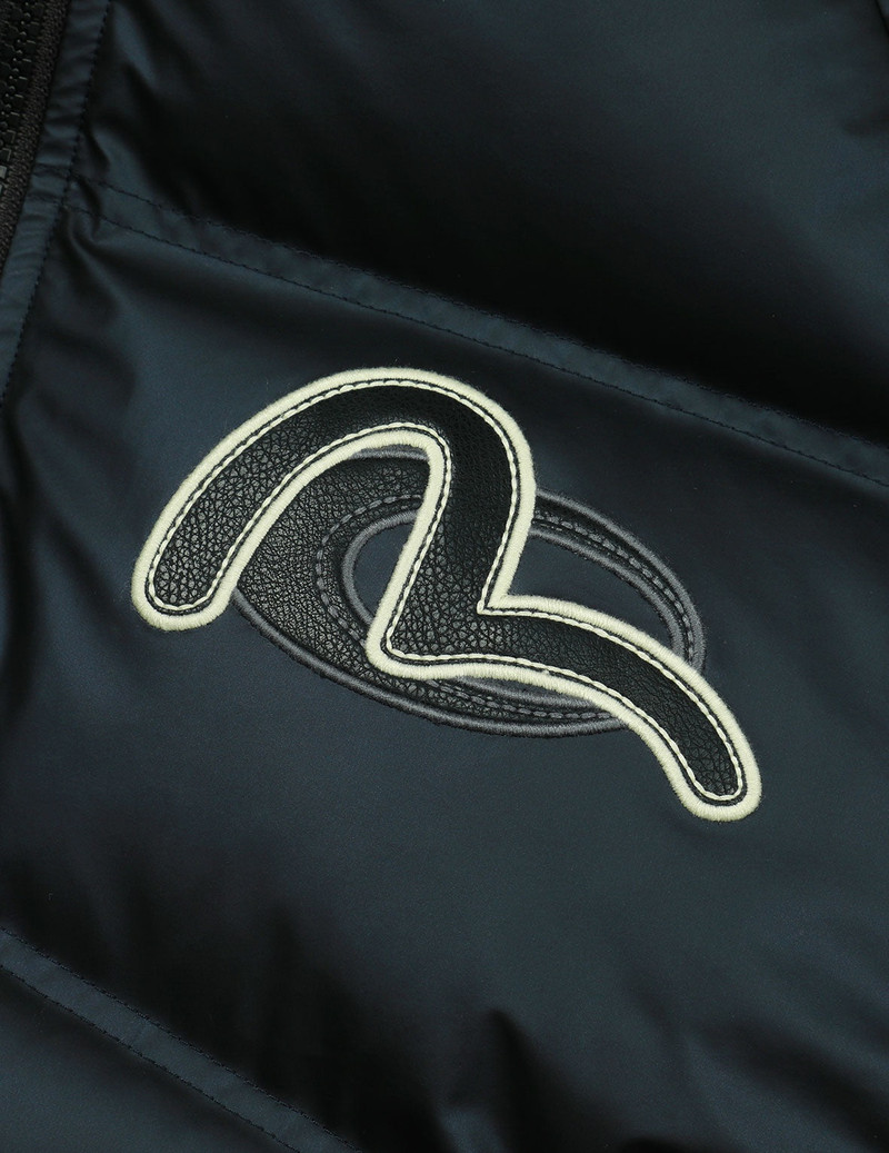 Logos and "Wheel of Wisdom" Embroidery Fashion Fit Down Jacket 8