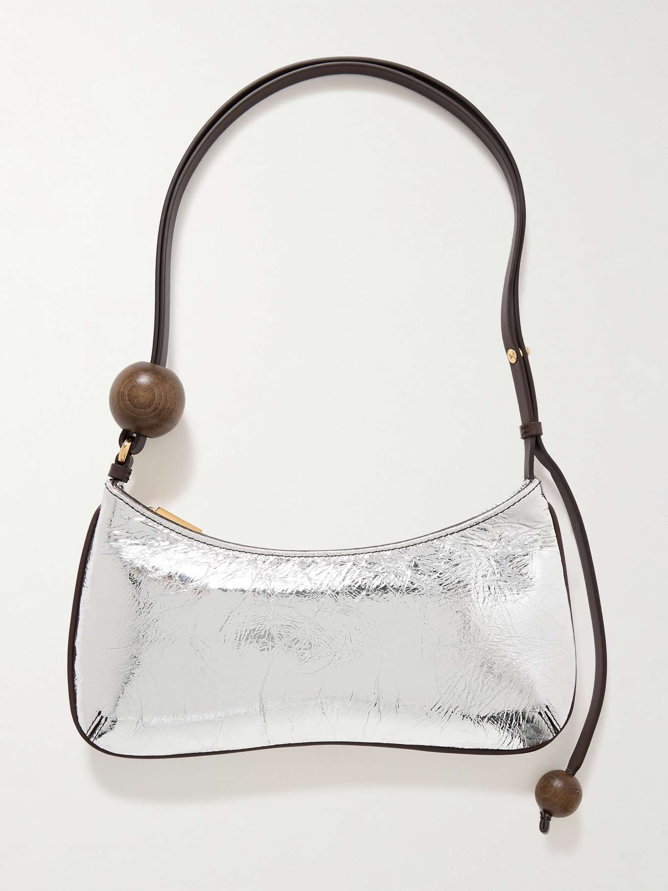 Le Bisou Perle embellished metallic crinkled-leather shoulder bag - 3