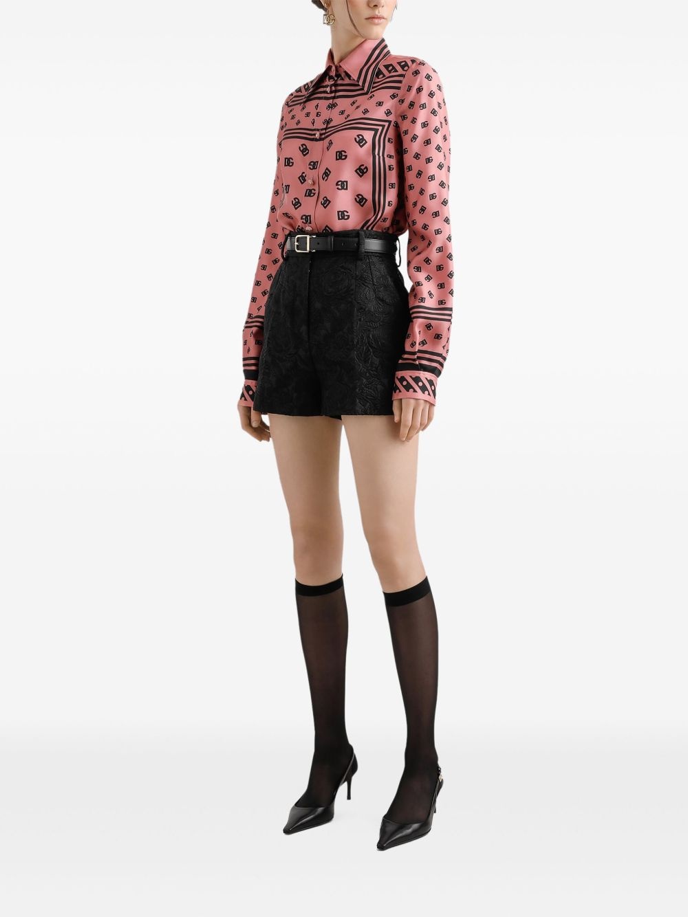 floral brocade-effect shorts - 2