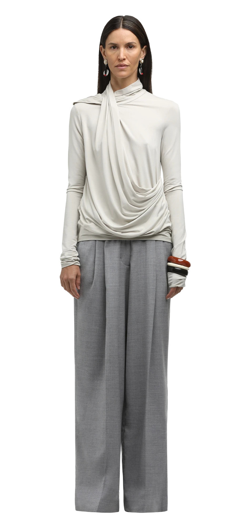 PLEATED WOMENS PANT WARM GRAY 3