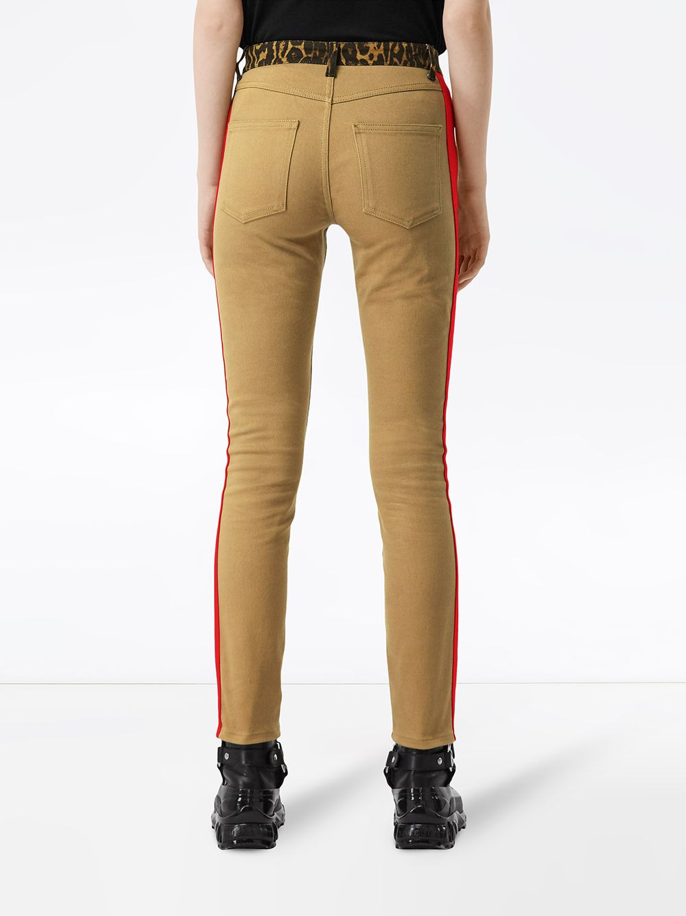 leopard print detail skinny-fit jeans - 4