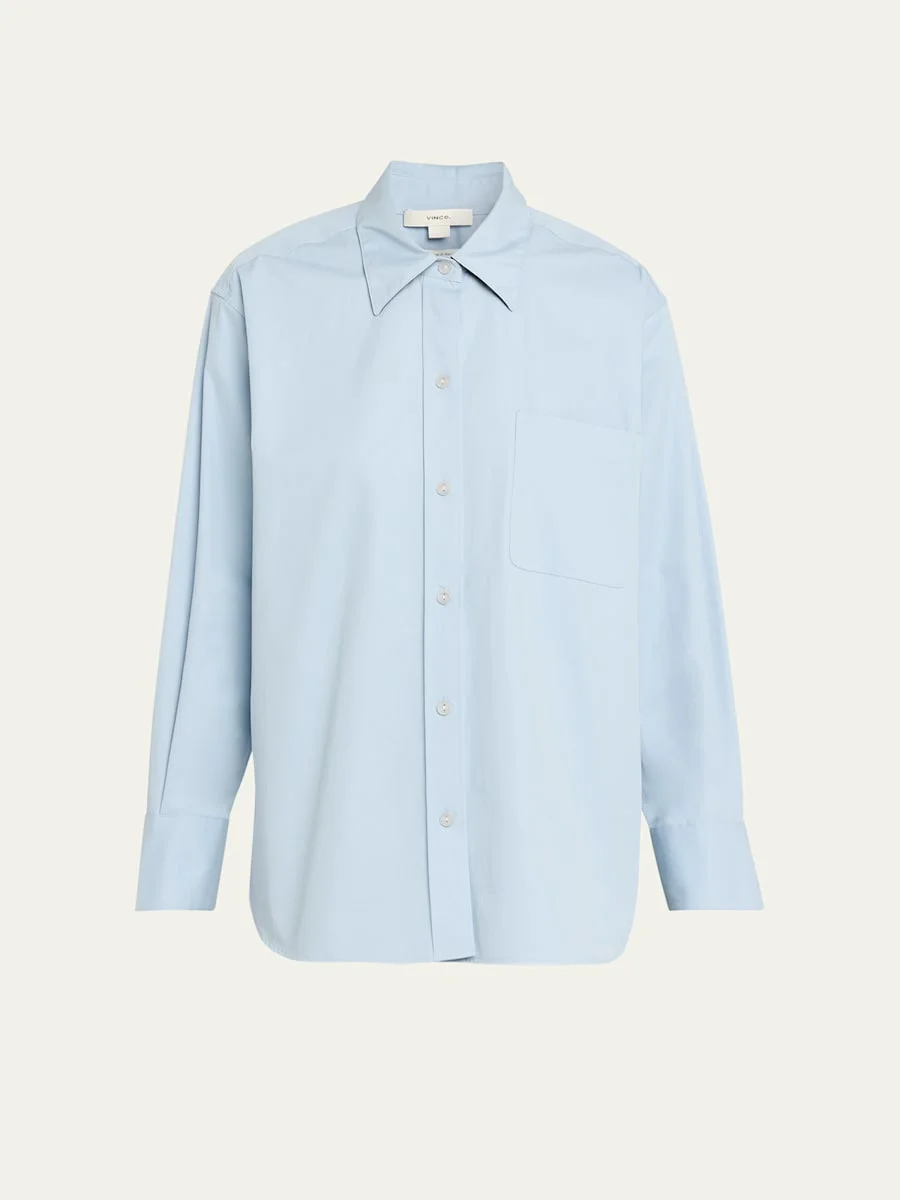 Oversized Button-Front Shirt - 1