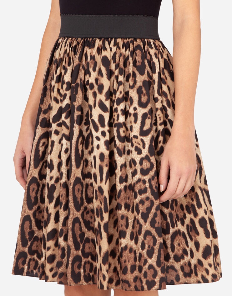 Leopard-print poplin circle skirt - 4