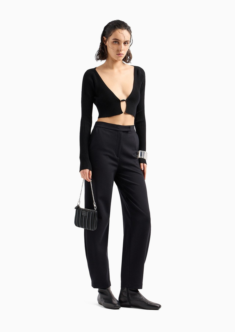 EMPORIO ARMANI Stretch Milano-stitch fabric trousers with narrow hem outlook