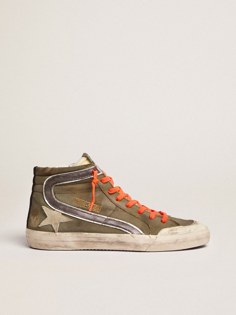 Slide Penstar in army green canvas with an ice-colored star - 1