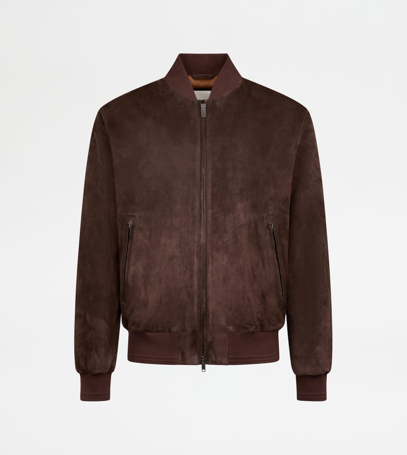 BOMBER JACKET IN PASHMY SUEDE - BROWN 1