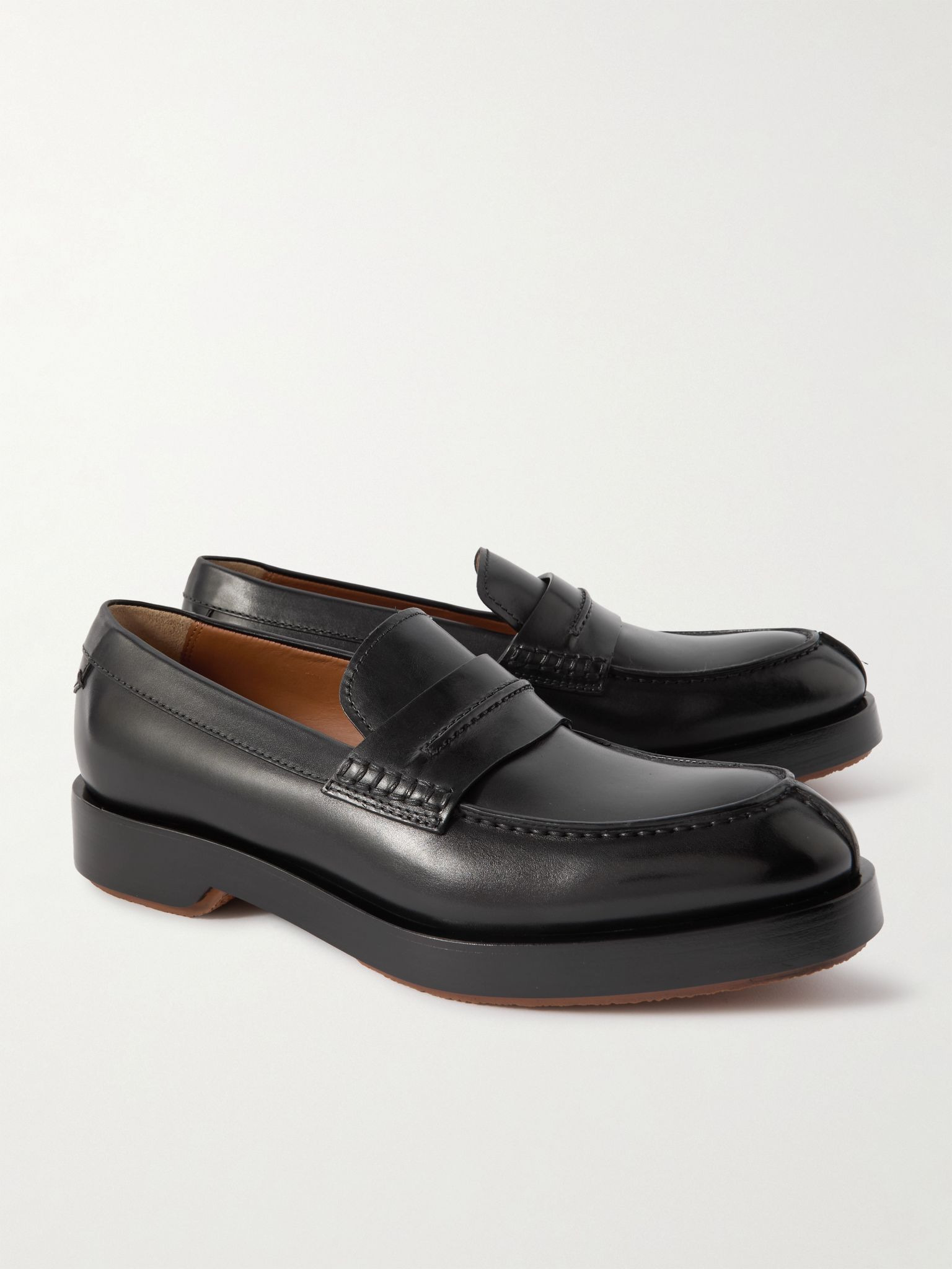 Udine Leather Penny Loafers Black - 4