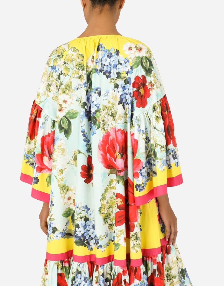 Garden-print poplin caftan - 5