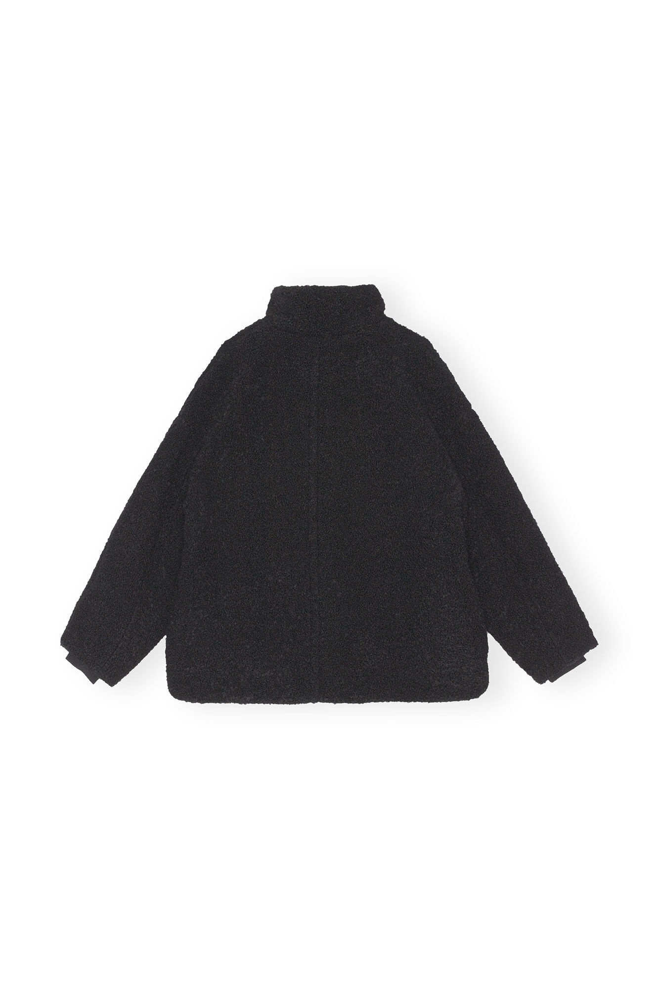 BLACK BOUCLE WOOL SHOULDER JACKET - 2