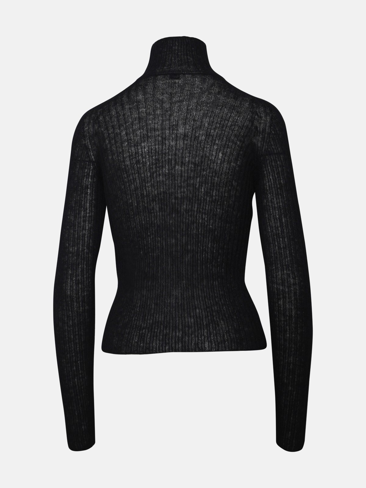 Black wool blend turtleneck sweater - 3