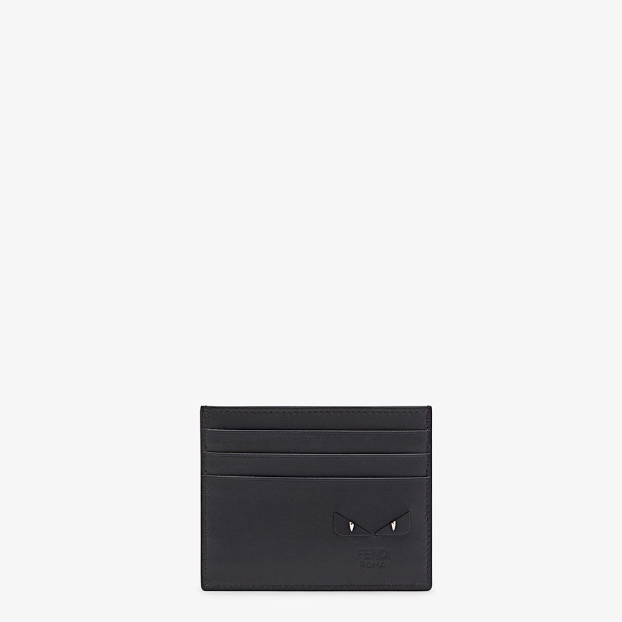 Black leather card holder with six slots - 1