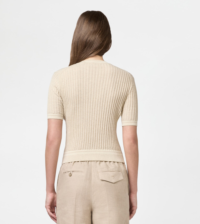 T-SHIRT IN COTTON KNIT - BEIGE 4