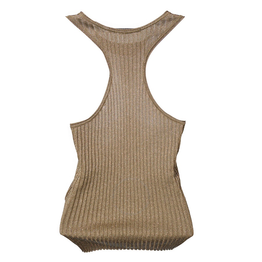 Stella Mccartney Ladies Gold Sparkle Ribbed-Knit Racer Tank Top - 6