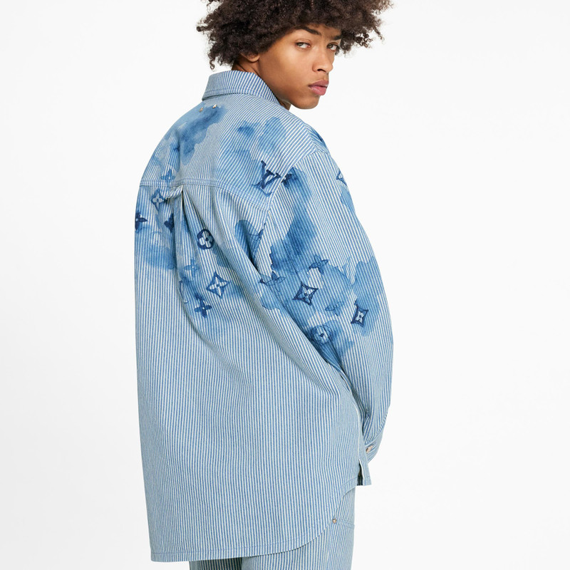 Striped Monogram Workwear Denim Shirt 5