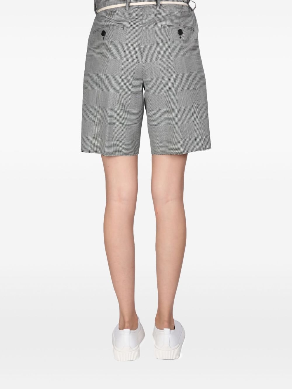 pleated check-pattern shorts - 4