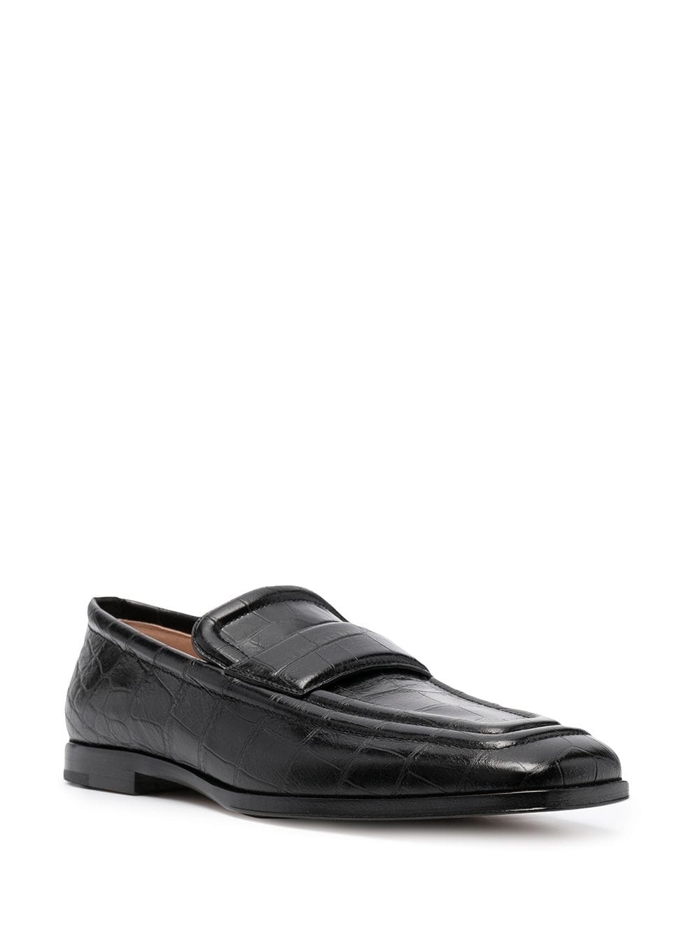 crocodile-effect square toe loafers - 2