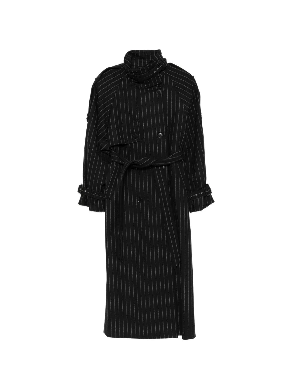 pinstripe-pattern double-breasted coat - 1