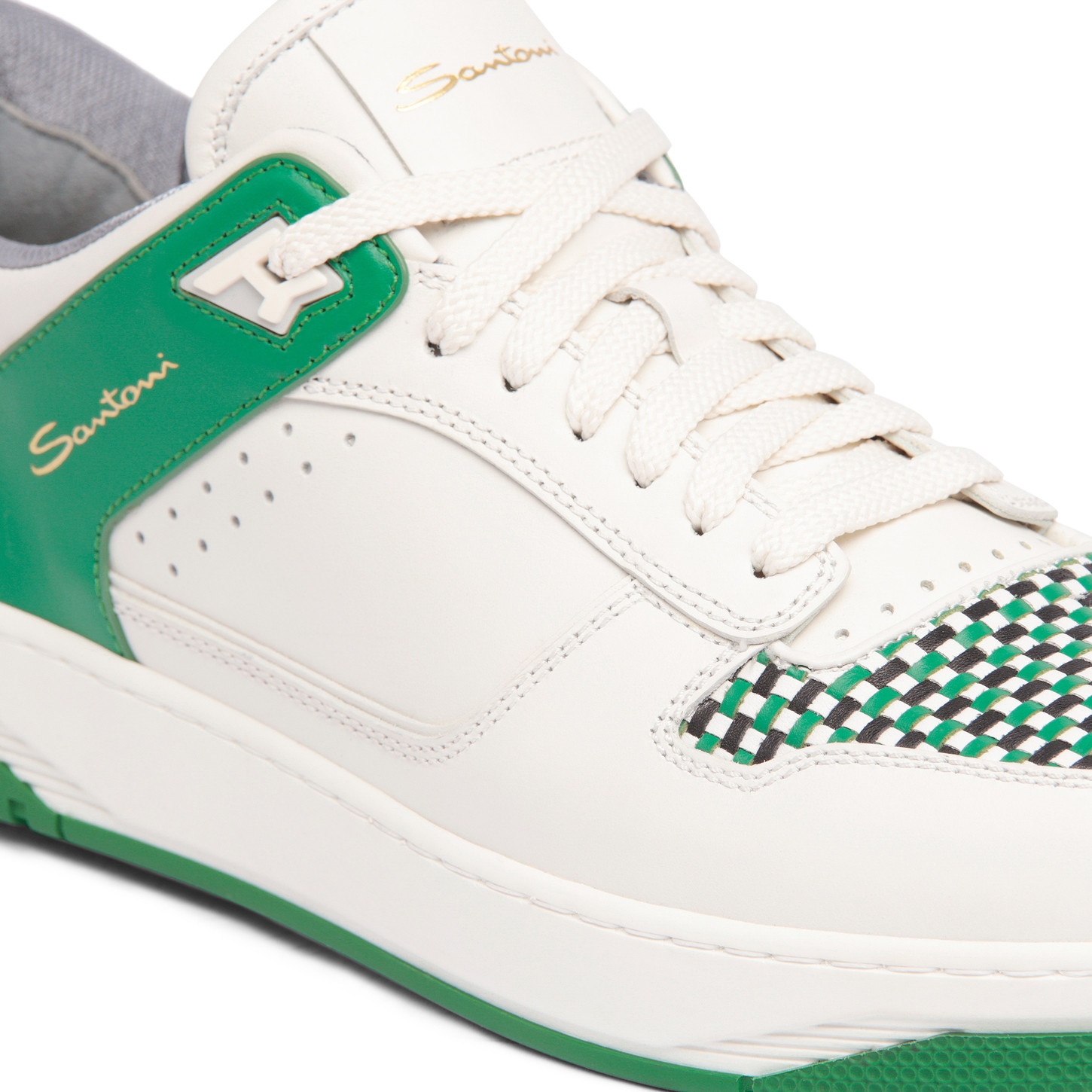 Men's white and green leather Sneak-Air sneaker - 6