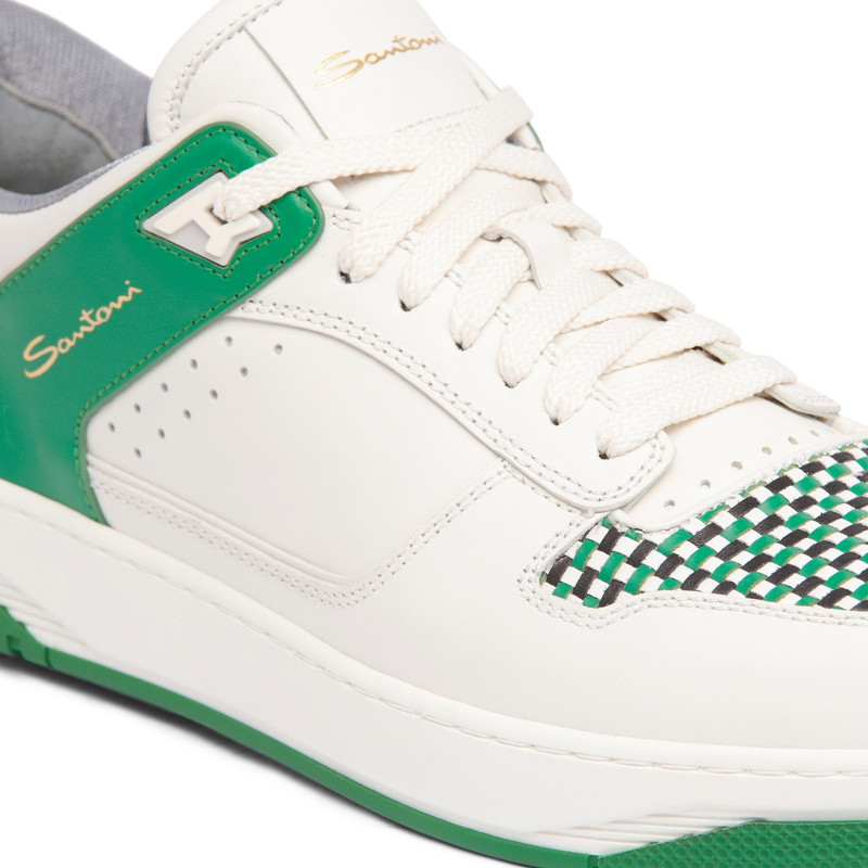 Men's white and green leather Sneak-Air sneaker 6
