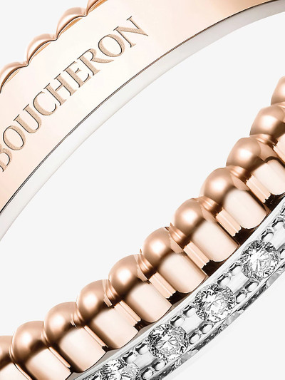 Boucheron Quatre Radiant Edition 18ct white, rose-gold and 0.23ct diamond wedding band outlook