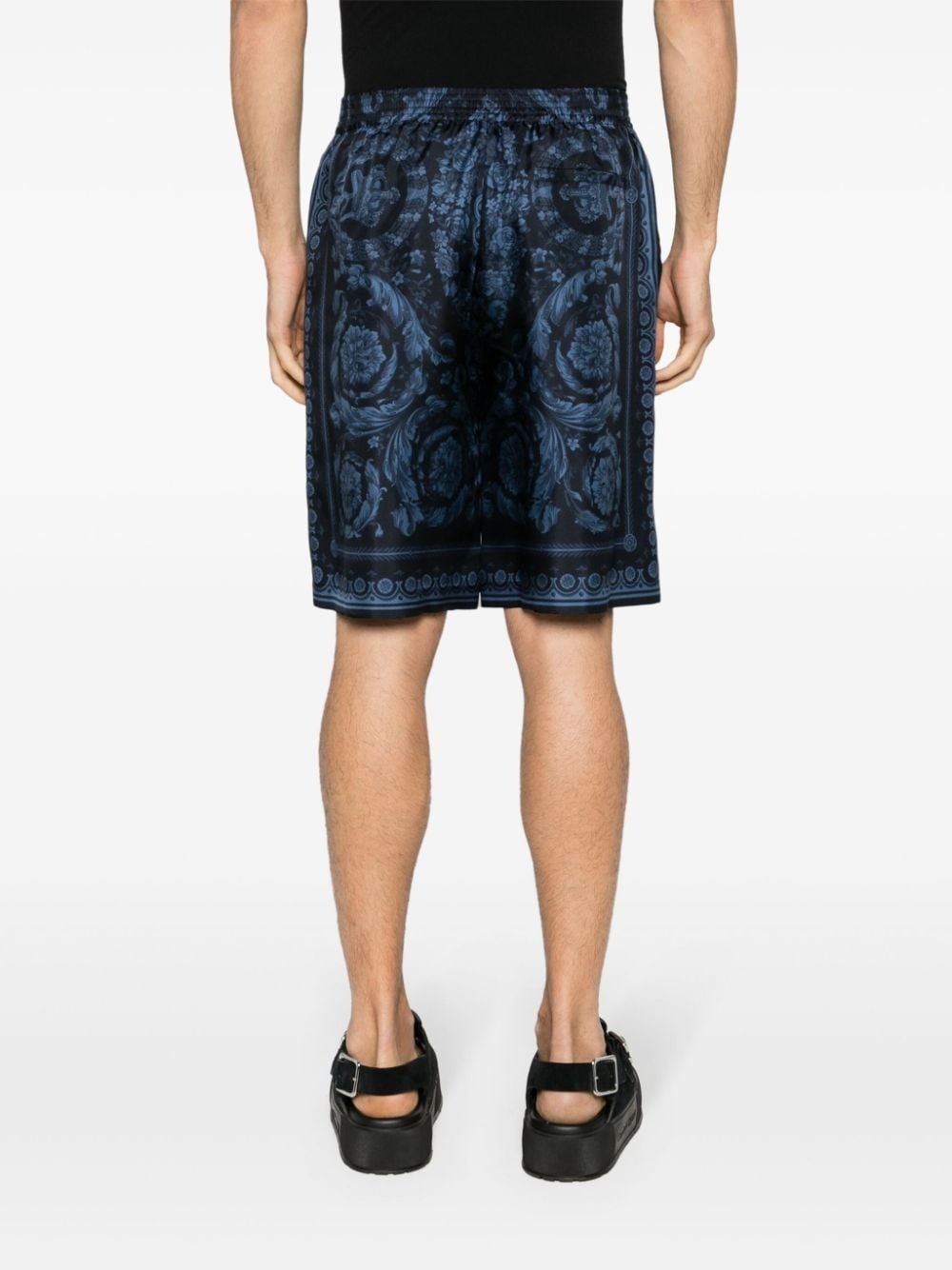 all-over Barroco print silk shorts - 4