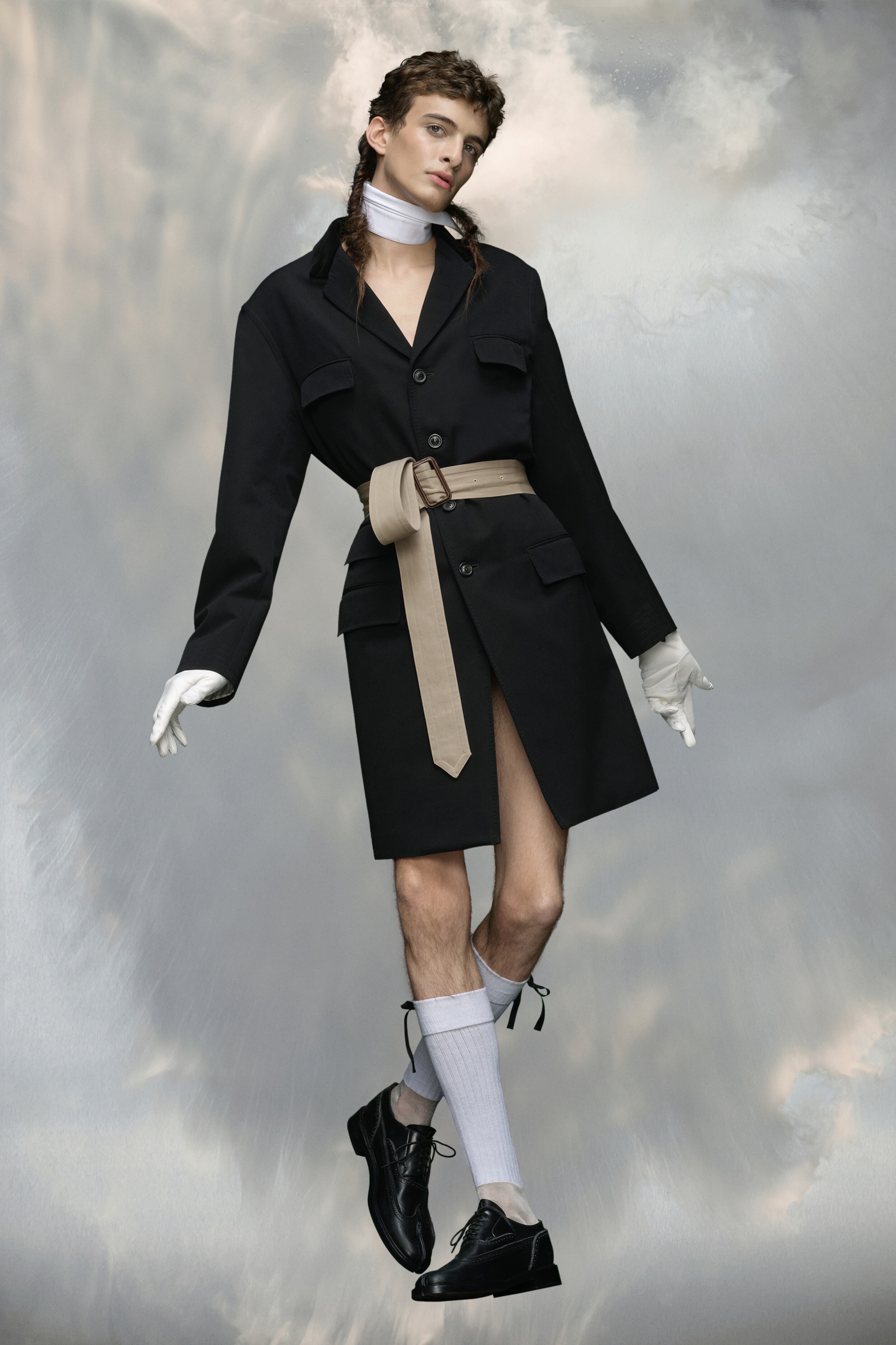 Contrast belt coat - 2