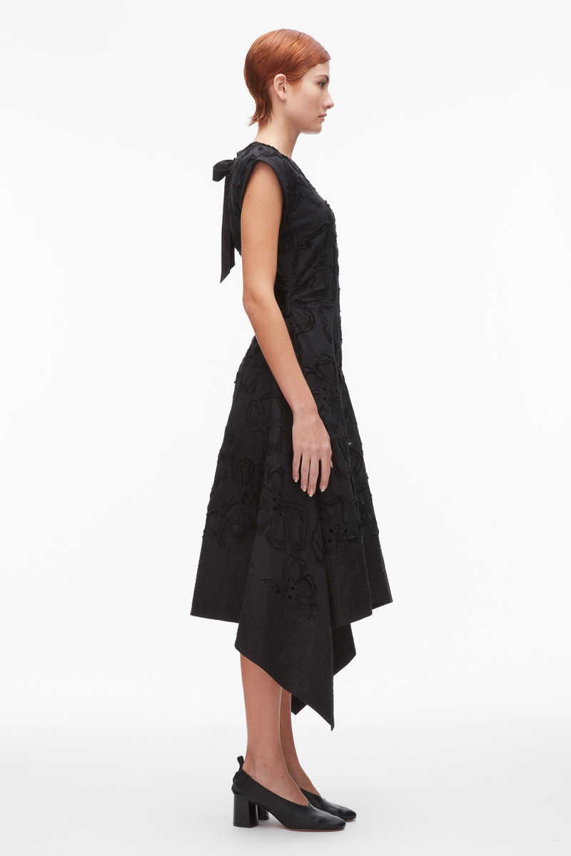 Embroidered Belted Midi Dress with Handkerchief Hem 3