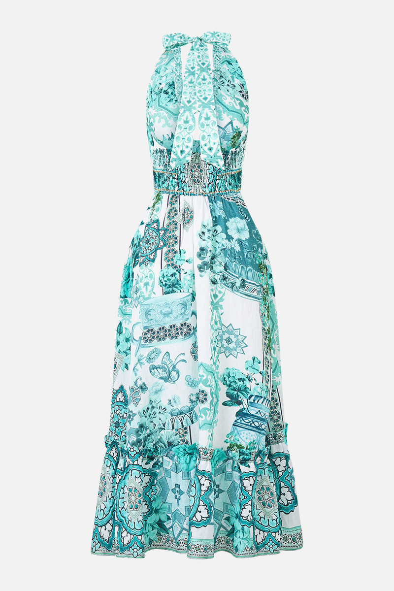 CAMILLA RUFFLE NECK HALTER DRESS outlook