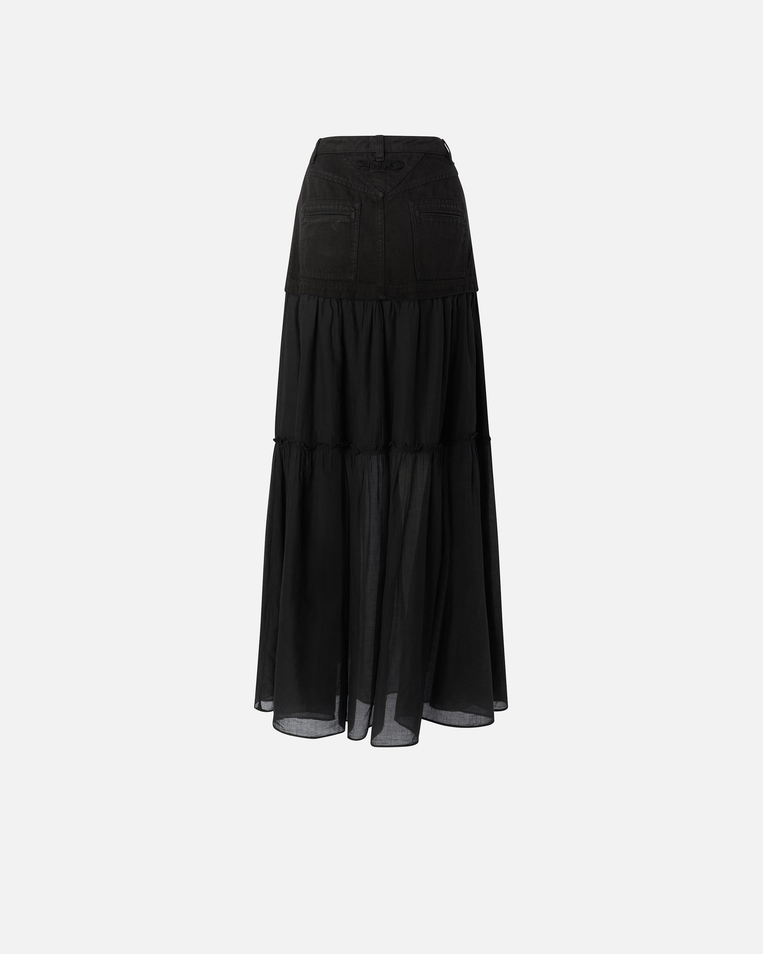 LONG SKIRT IN CANVAS AND COTTON VOILE - 2