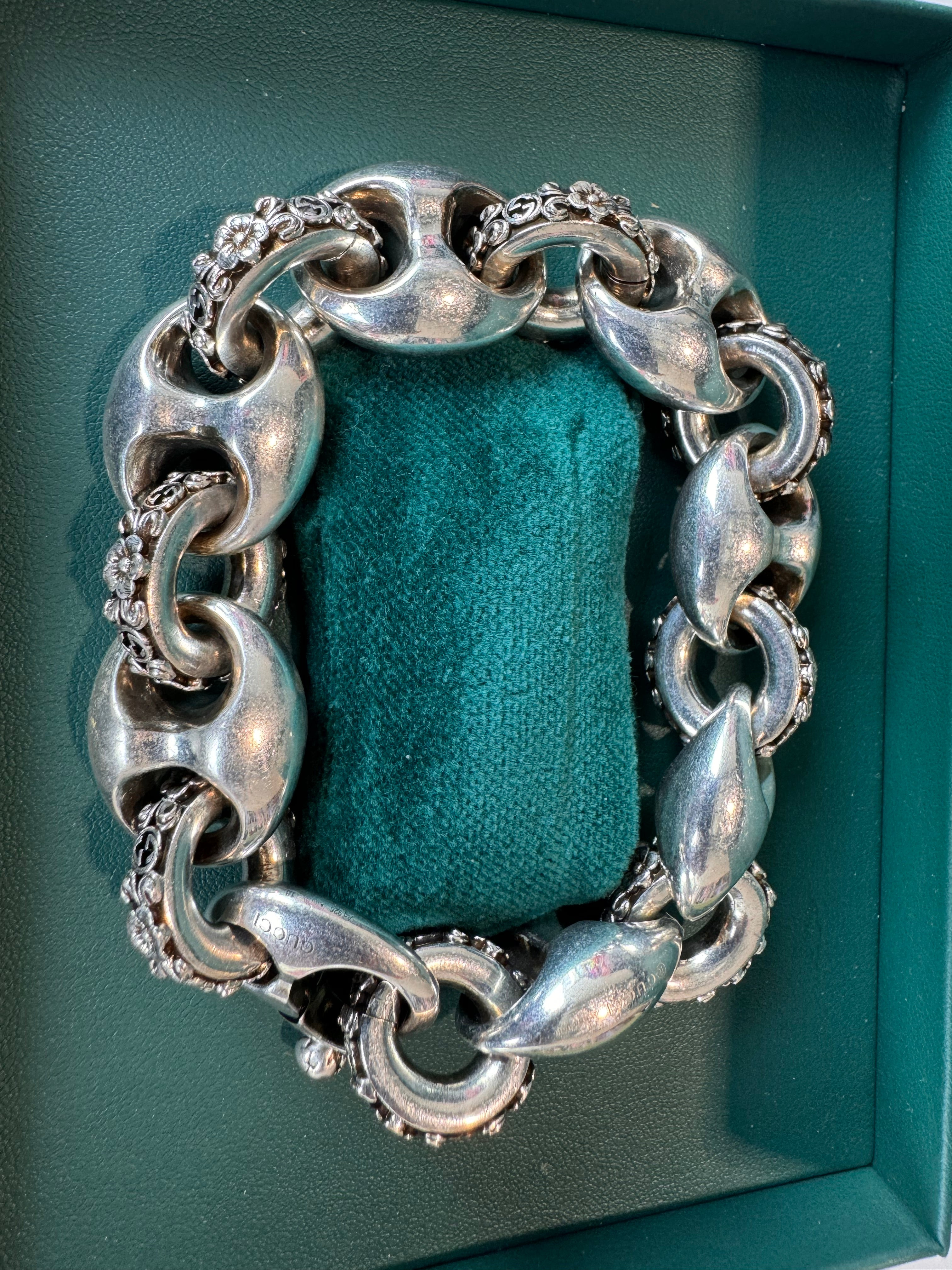 Sterling silver Interlocking G Marina Chain Bracelet - 3