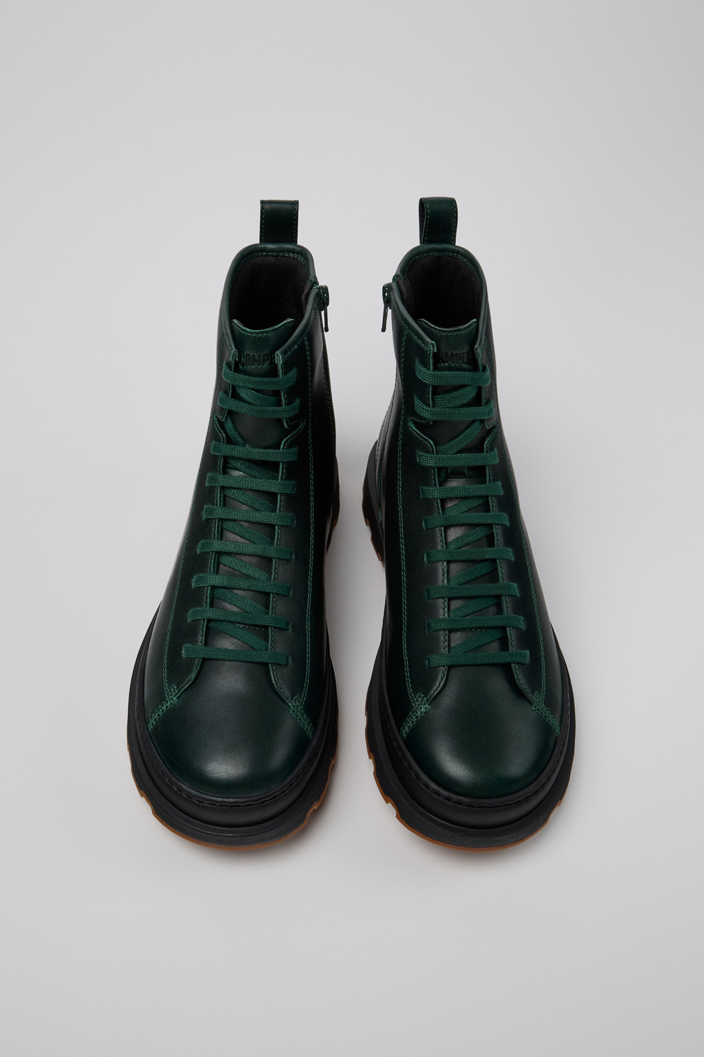 Green Leather Mid Boots for Men. - 5