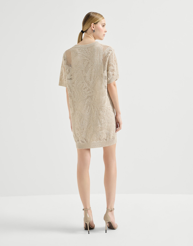 Dazzling water lillies mini dress in linen and cotton 3