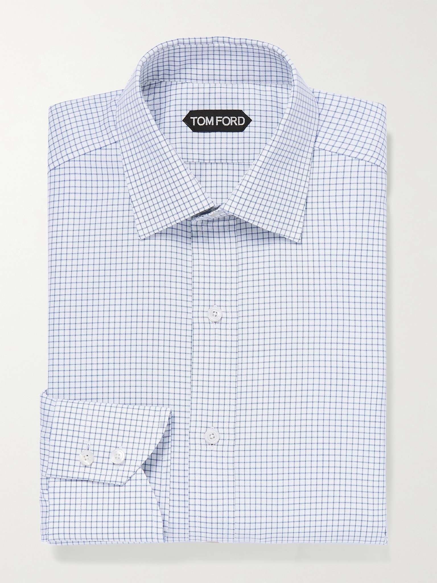 Slim-Fit Cutaway-Collar Checked Cotton Shirt - 1