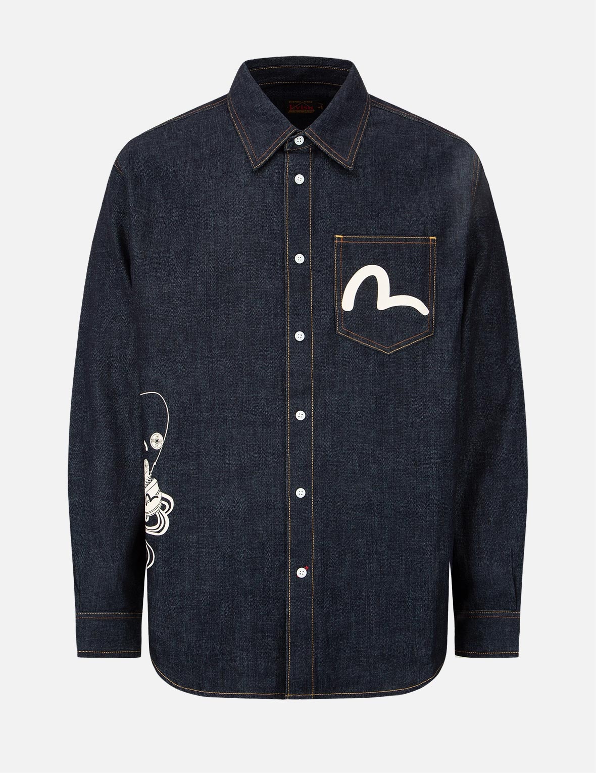 “THE FISHERMAN GOD OF FORTUNE” PRINT DENIM SHIRT - 2