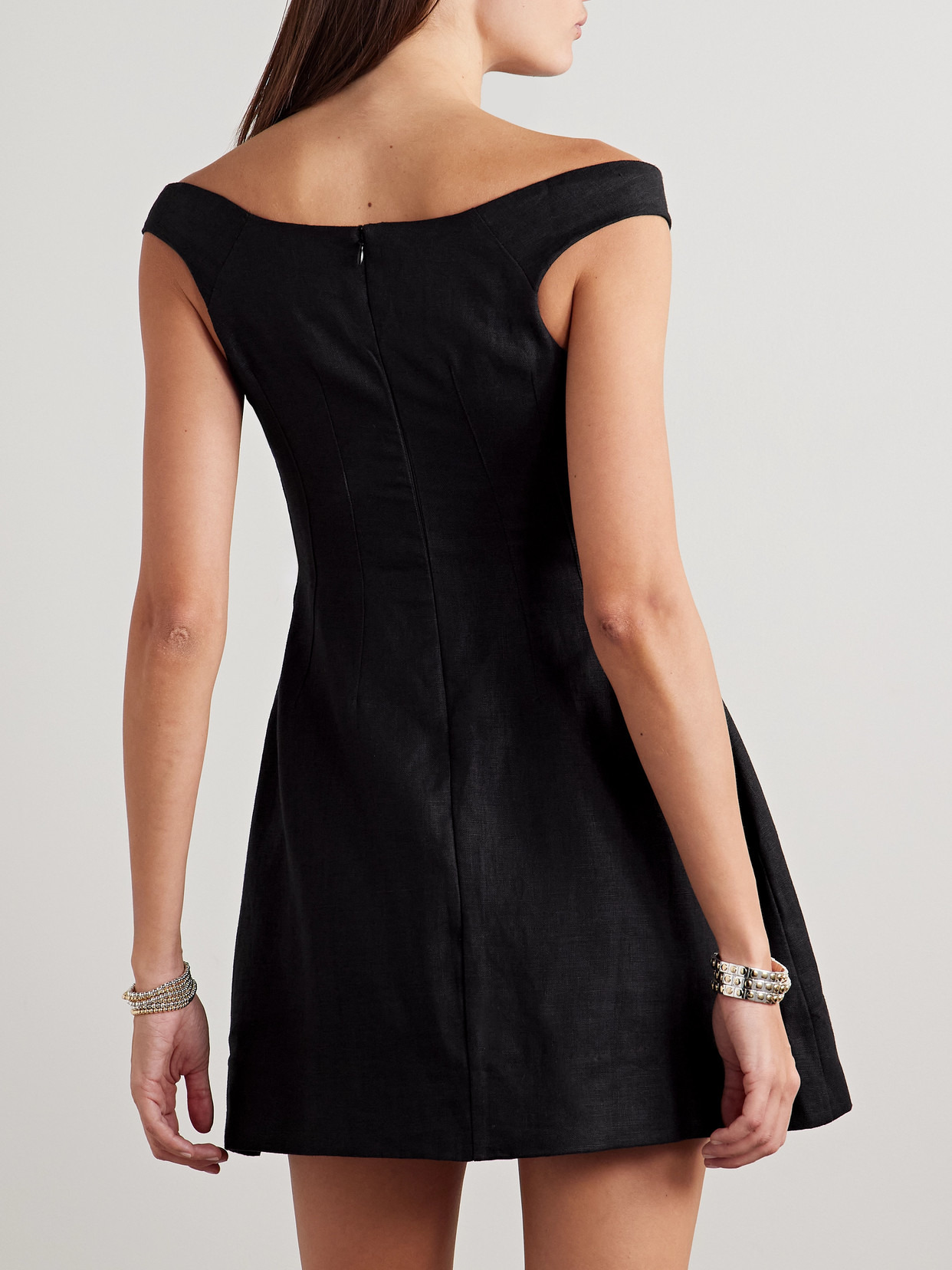 Olmeto Off-the-shoulder Linen Mini Dress - 3