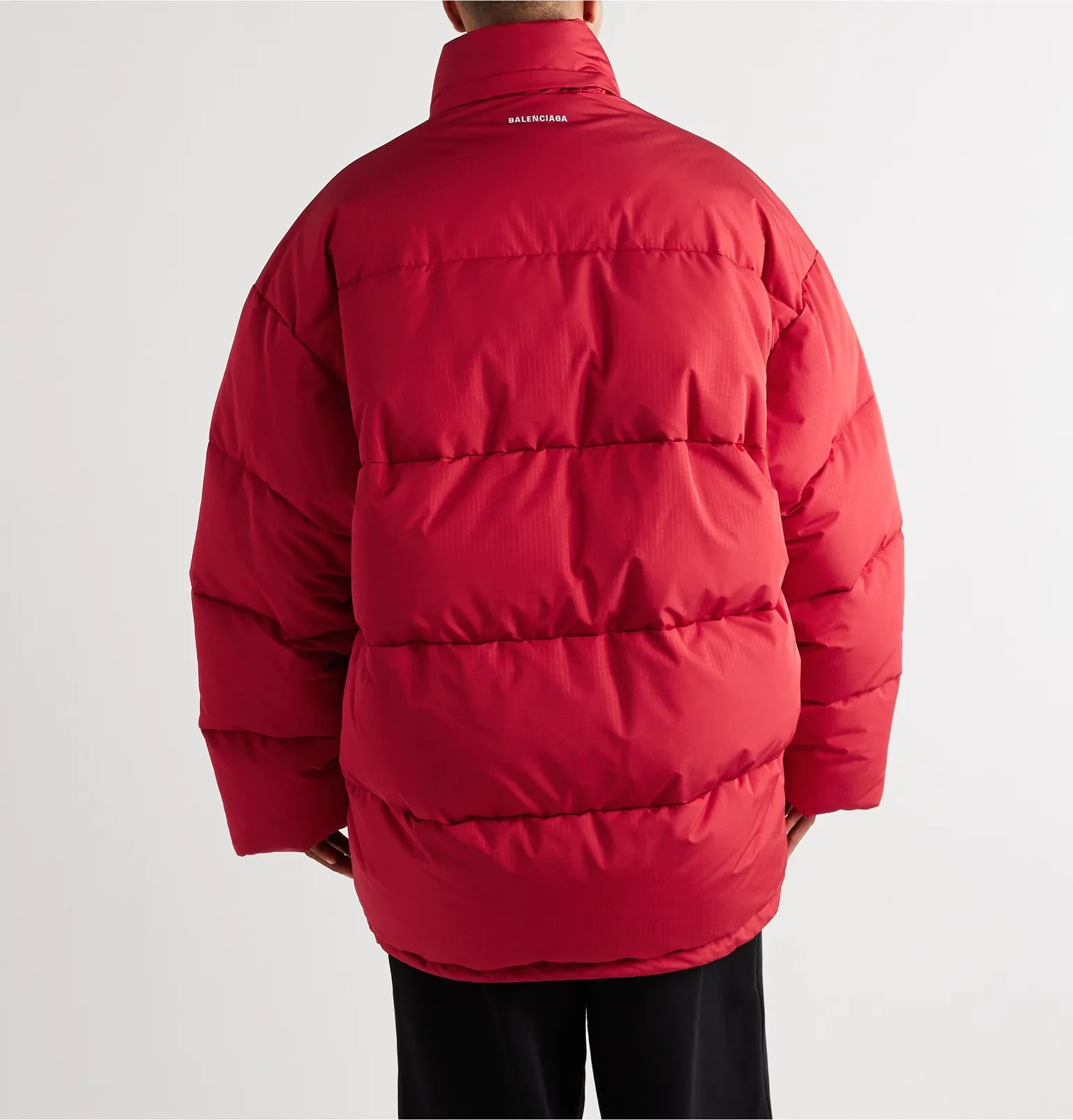 C Shape Oversized Quilted Ripstop Hooded Jacket - 4