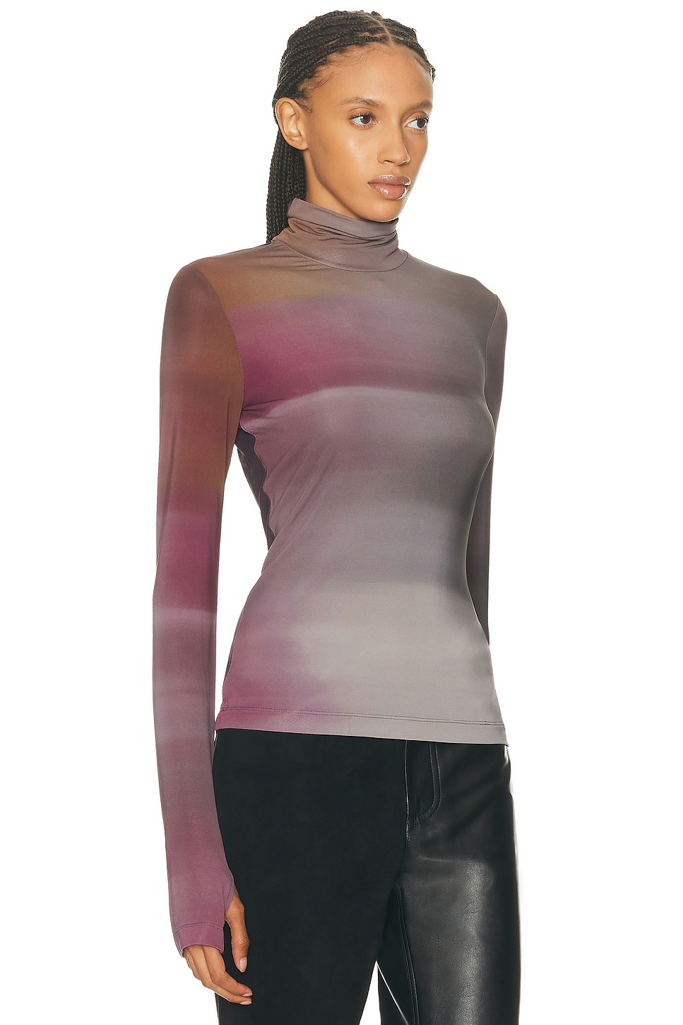 Long Sleeve Turtleneck Ombre Top - 2