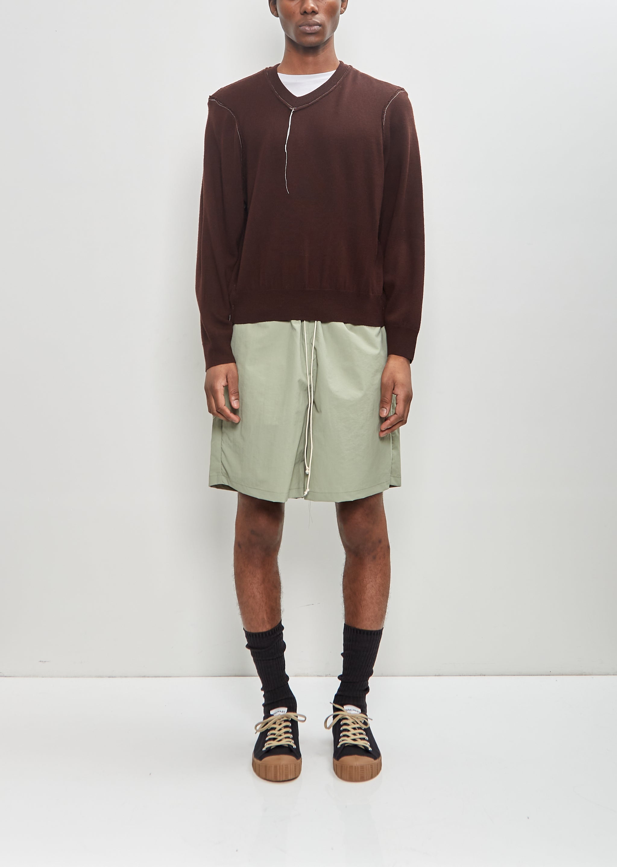 Frankenstein V-Neck Sweater — Brown - 5