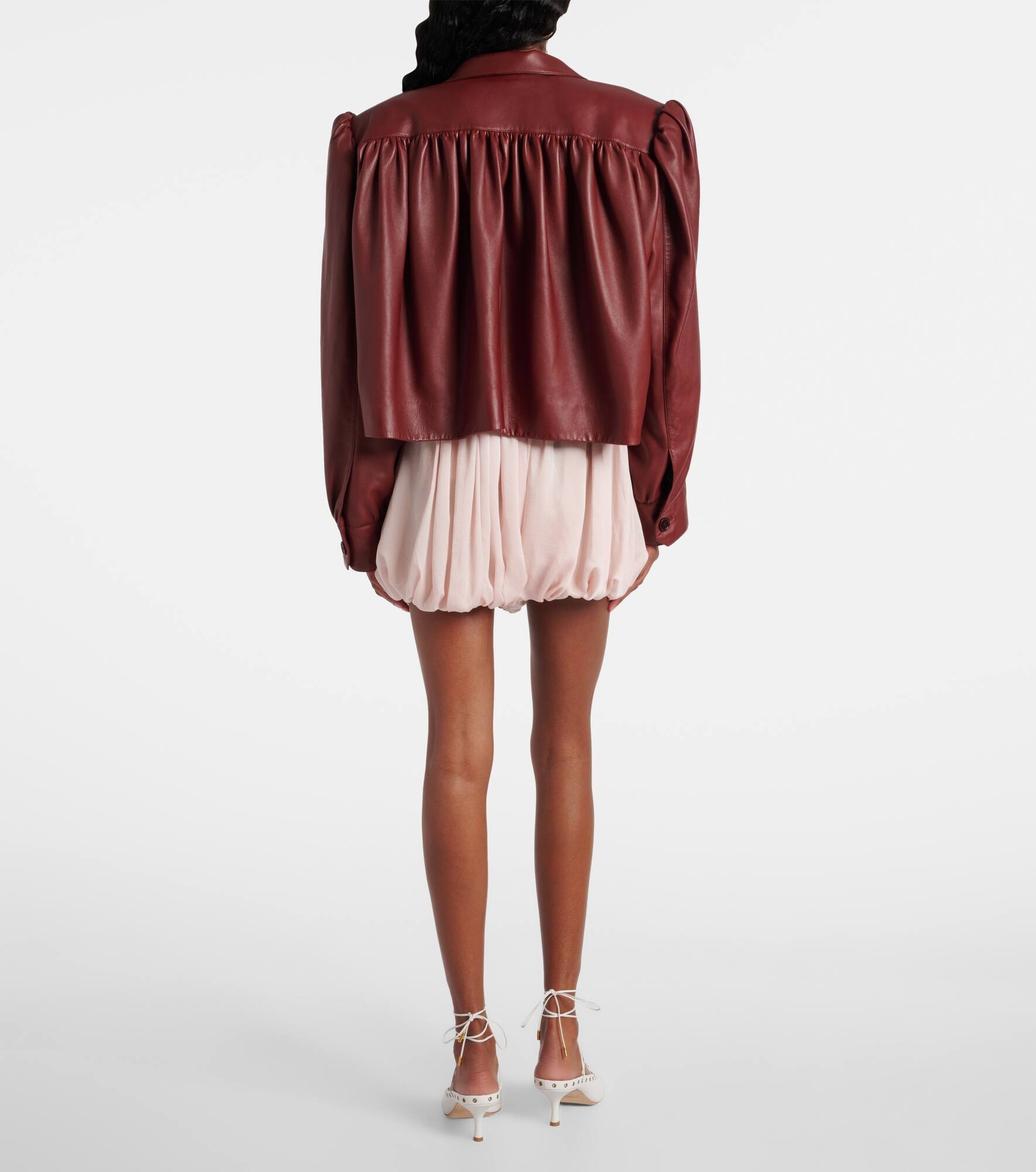 Cropped leather jacket - 3