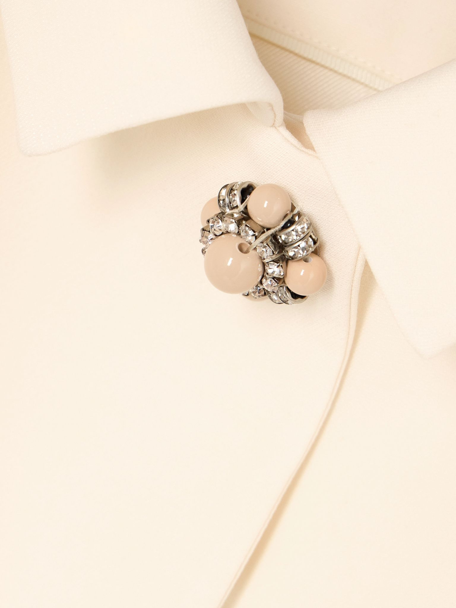 Cropped embellished wool and silk-blend crepe jacket Ivory - 4