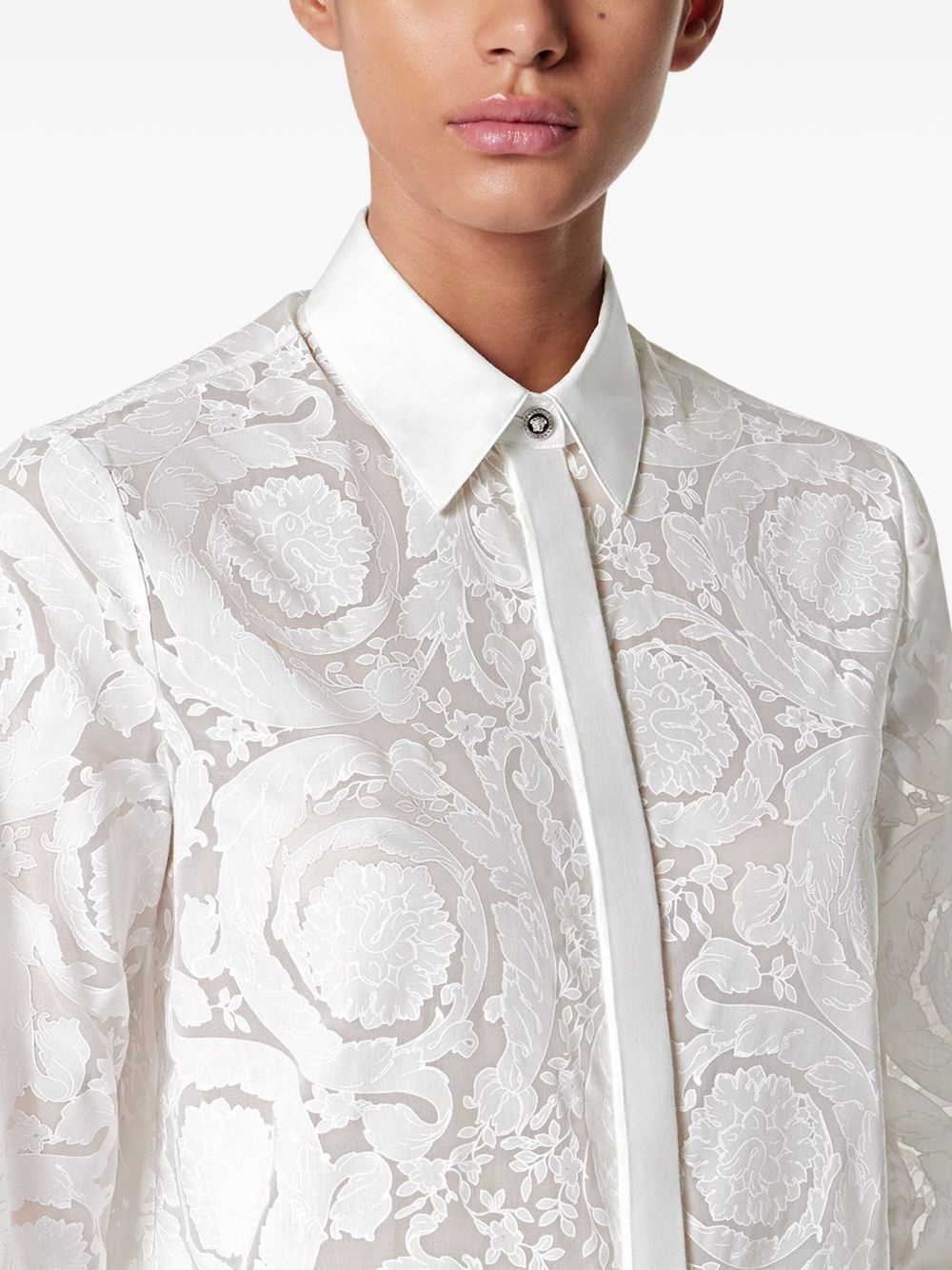 Barocco-jacquard button-up shirt - 5