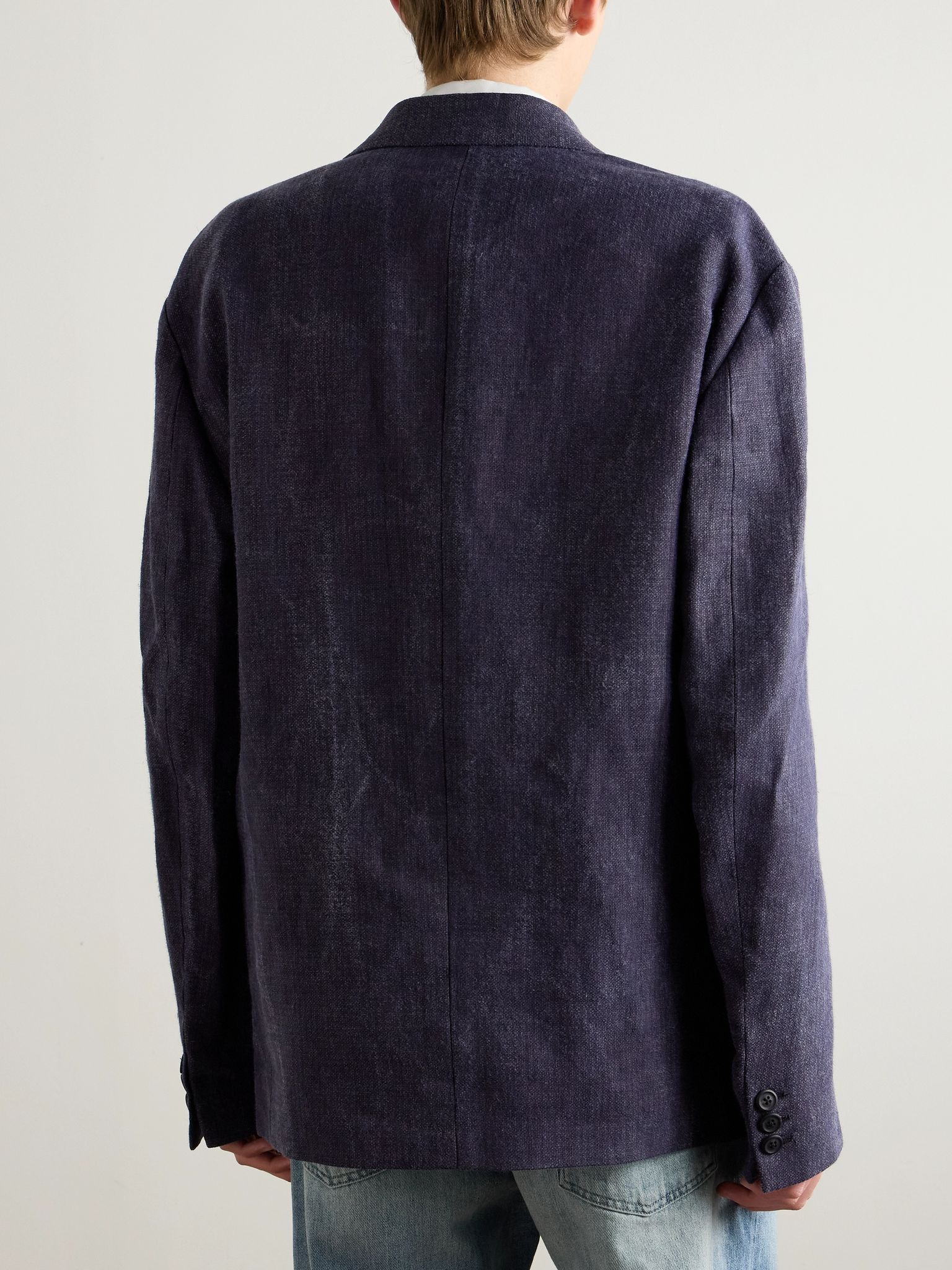 Shinjuku Oversized Textured-Linen Blazer Blue - 3